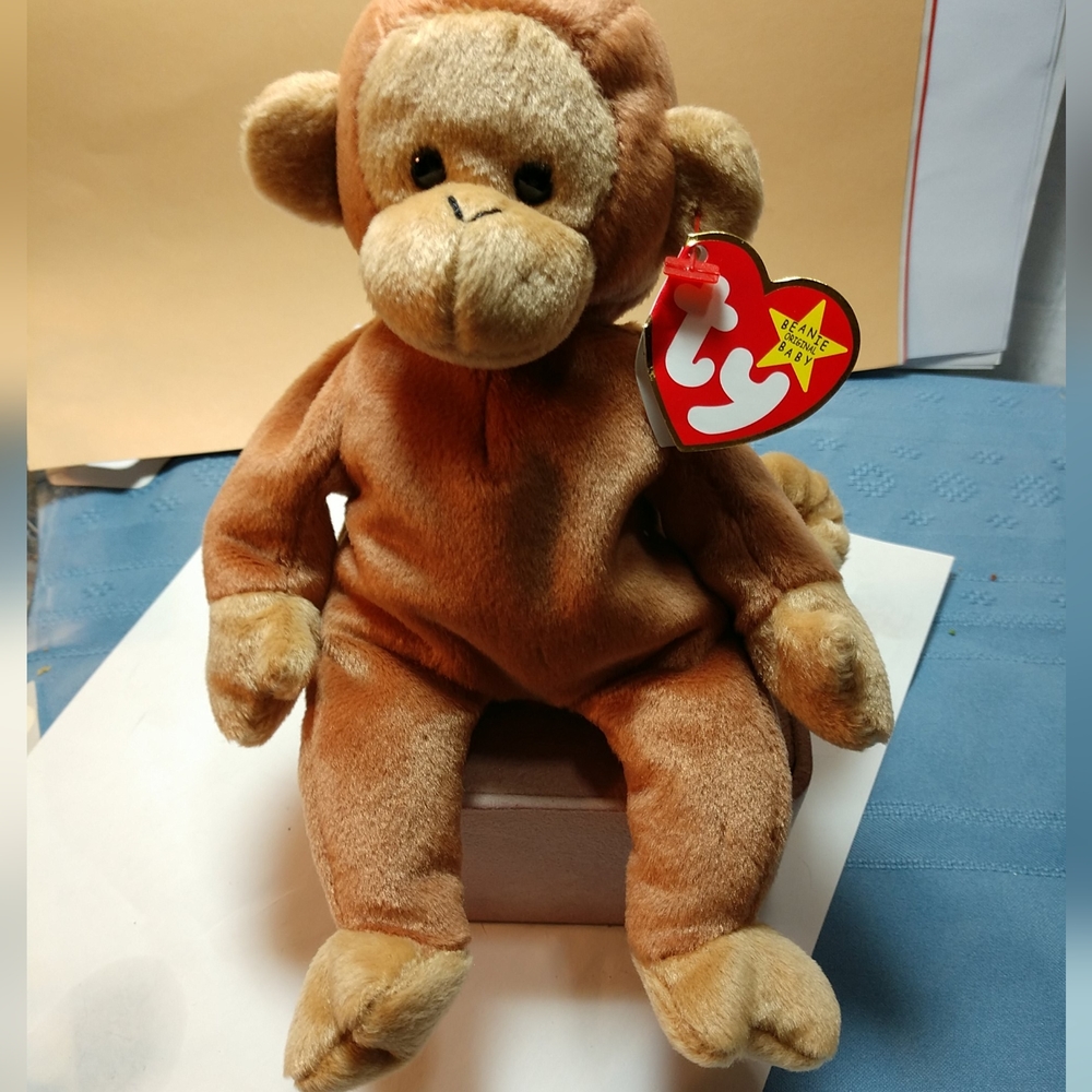 RARE 1995 BONGO TY Beanie Baby Brown Tan Ears- Face-Feet-Hands-Tail #4067 Retire - Picture 1 of 17